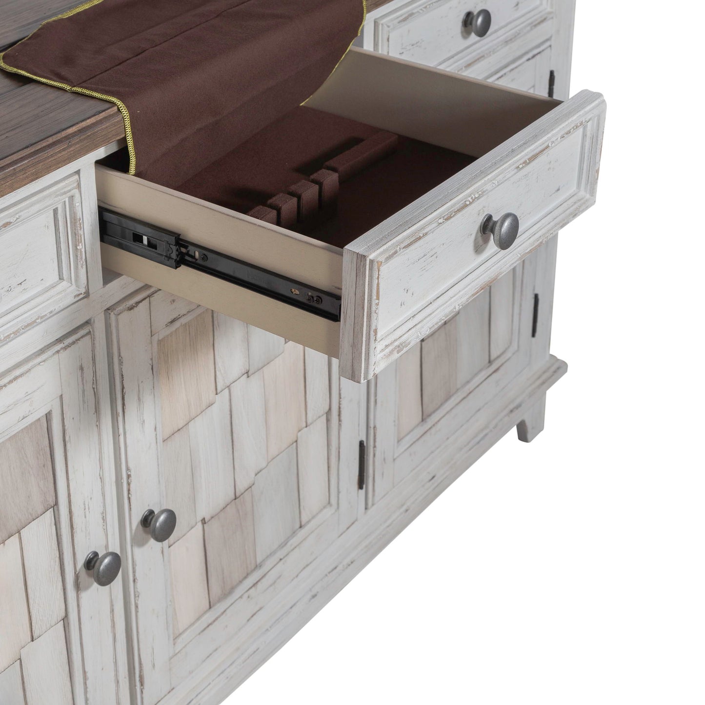 River Place - Accent Server - Riverstone White & Tobacco