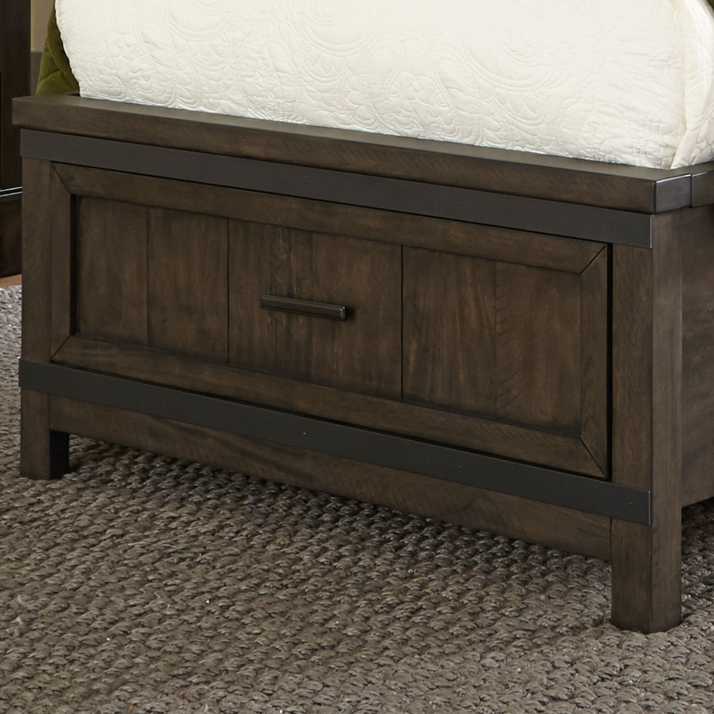 Thornwood Hills - Full Storage Footboard - Rock Beaten Brown
