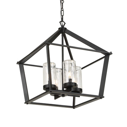 Evanston - 4 Light Indoor-Outdoor Pendant - Black