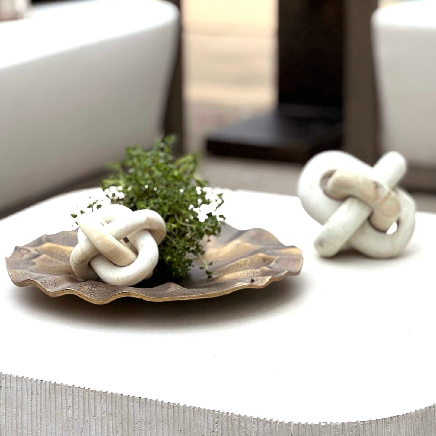 Limestone - Link Sculptures (Set of 2) - Beige