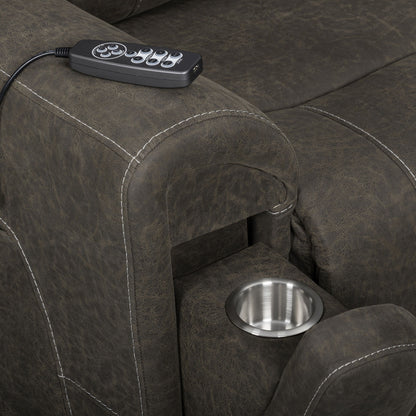 Gaia - LAF Recliner With Power Headrest, Footrest, Massage, Heat - Sable
