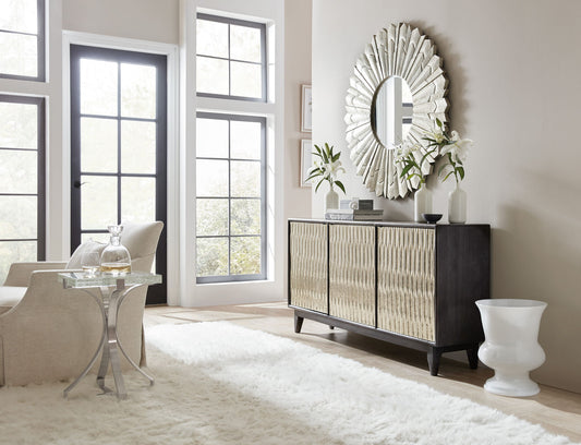 Commerce And Market - Shimmer 3-Door Credenza - Dark Gray / Pearl Silver