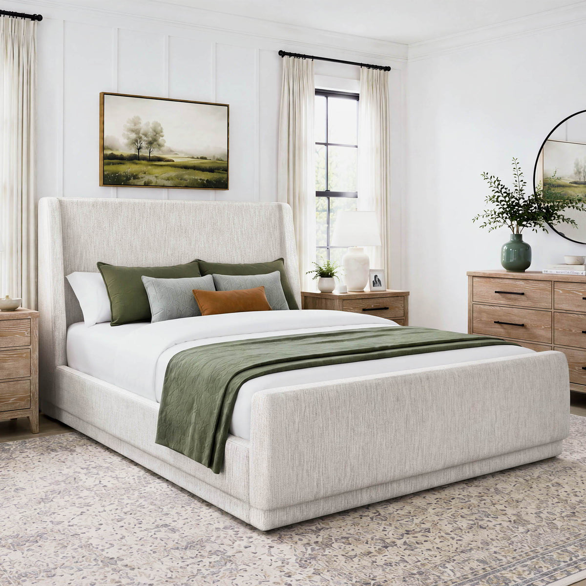 Breckenridge - Queen 5/0 Upholstered Footboard With Slats - Grace Bone