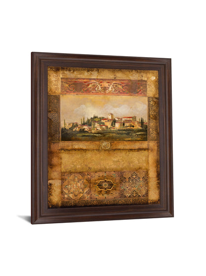 Tuscan Village Mosaic - 28" x 34" Framed Wall Art - Dark Brown