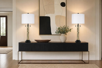 "Twist Elegance" Metal Table Lamp (Set of 2) - Matte Black / Soft Gold