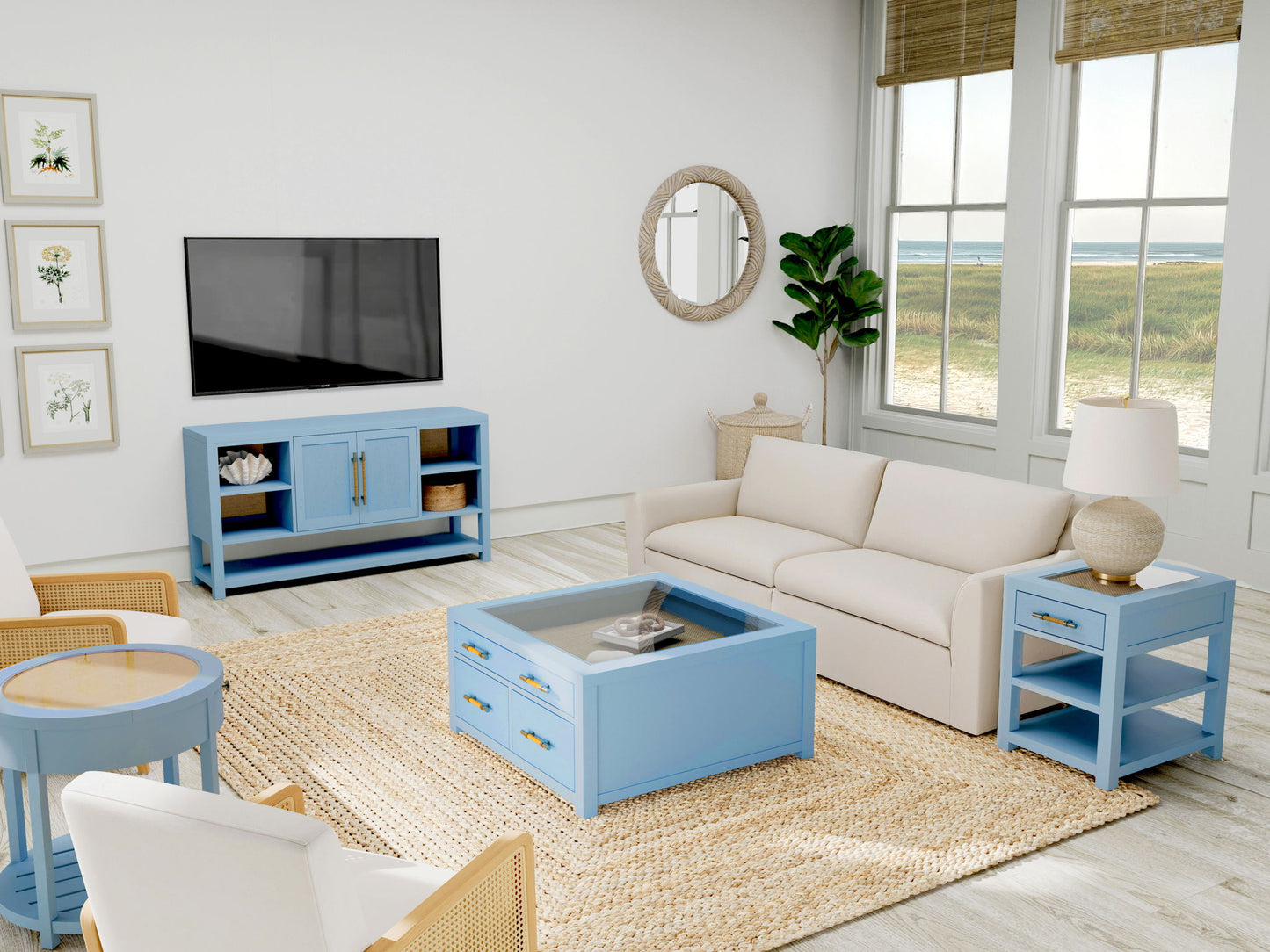 Rosalie - Round End Table - Blue