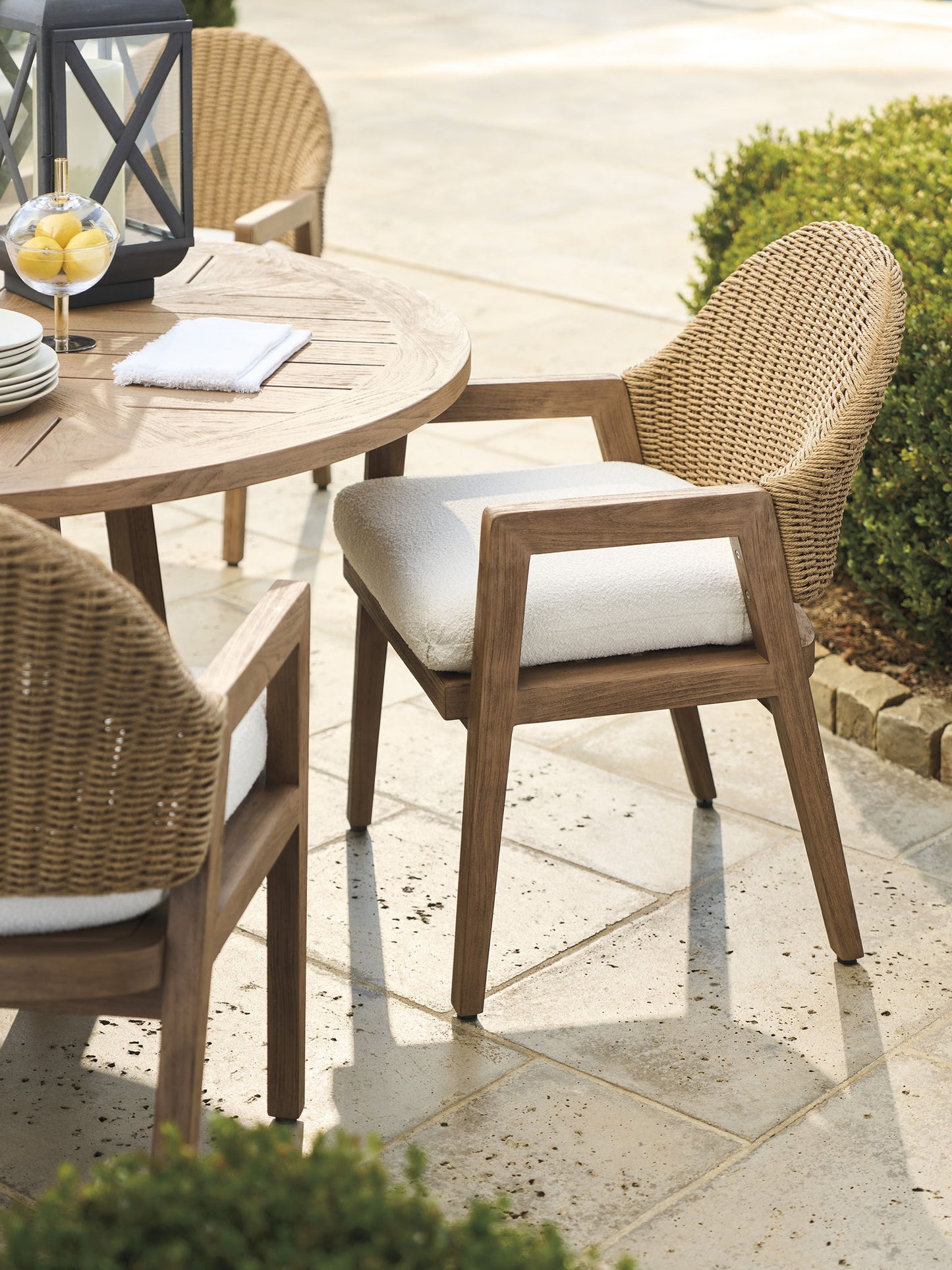 Isle Of Palms - Arm Dining Chair - Dark Brown / White
