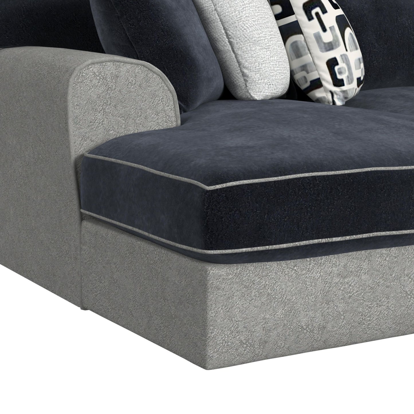 Klein - RHF Sofa With 3 Pillows - Bentley Ash / Zaftig Ebony