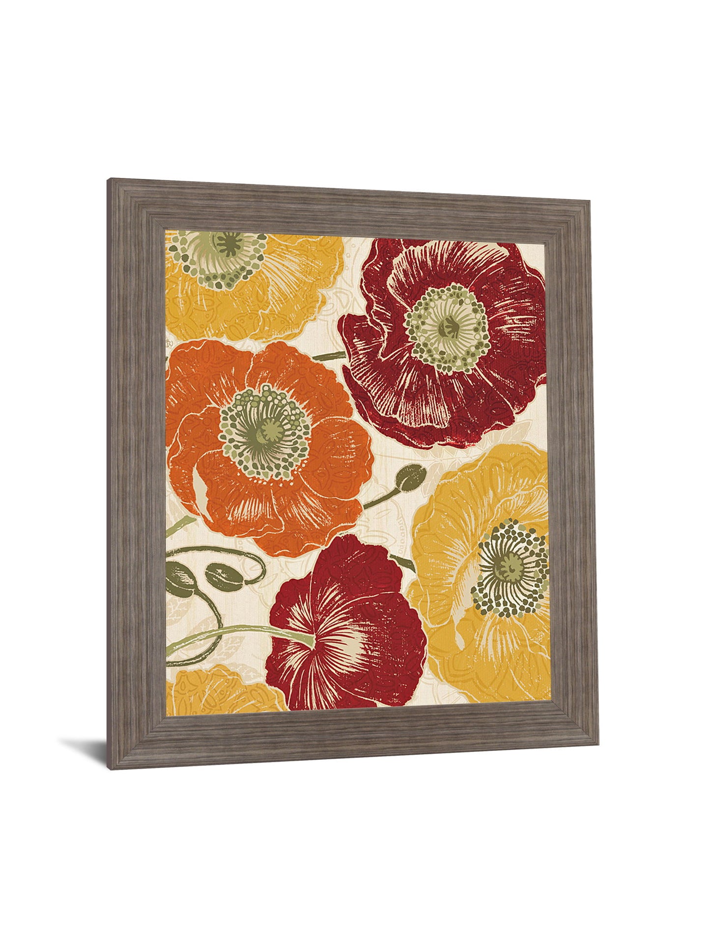 Bold Autumn Poppies - 28" x 34" Framed Wall Art - Orange