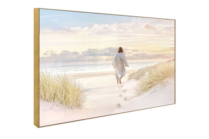 Footsteps Toward Light - 48 X 32 - High Gloss Canvas In Frame - Cream
