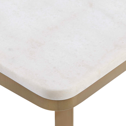Tylan - Marble Accent Table - Brass / White