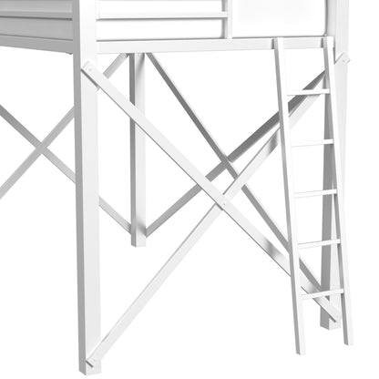 Talia - Full Loft Bed Posts, Ladder, Short Rails, Short X Bar And Hardware - White