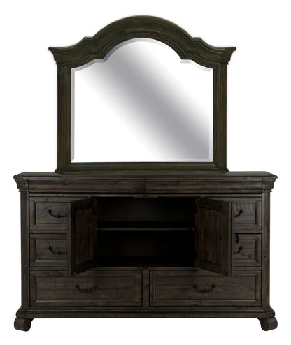 Bellamy - Drawer Dresser With Shaped Mirror - Peppercorn