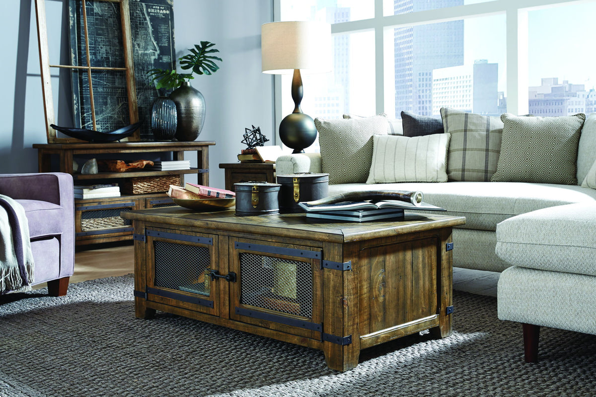 Chesterfield - Top Storage Cocktail Table With Casters - Farmhouse Timber
