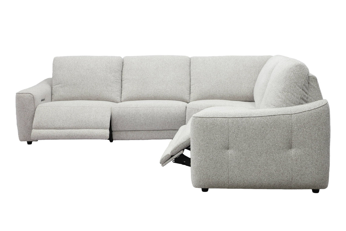 Julianna - 5 Piece Power Reclining Sectional With Power Headrests - Crisp Taupe
