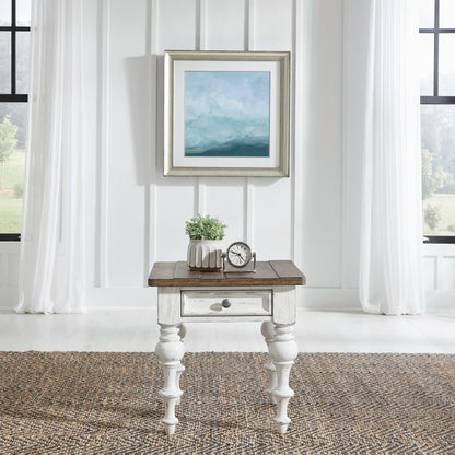 River Place - End Table - Riverstone White & Tobacco