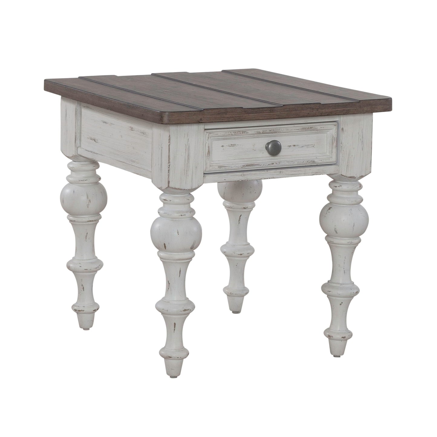 River Place - End Table - Riverstone White & Tobacco
