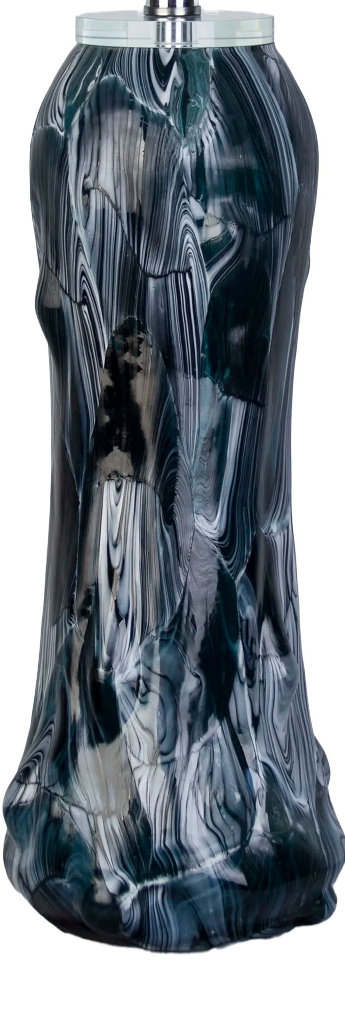 Tidal Elegance Art Glass & Crystal Table Lamp (Set of 2) - Deep Sea Swirl / Clear Crystal