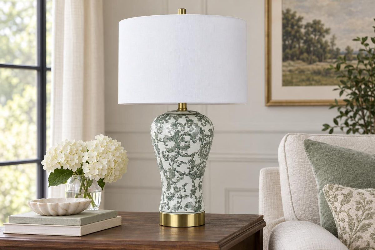 Sage Conservatory - 26 X 15 - Ceramic Table Lamp (Set of 2) - Sage Botanical Chinoiserie