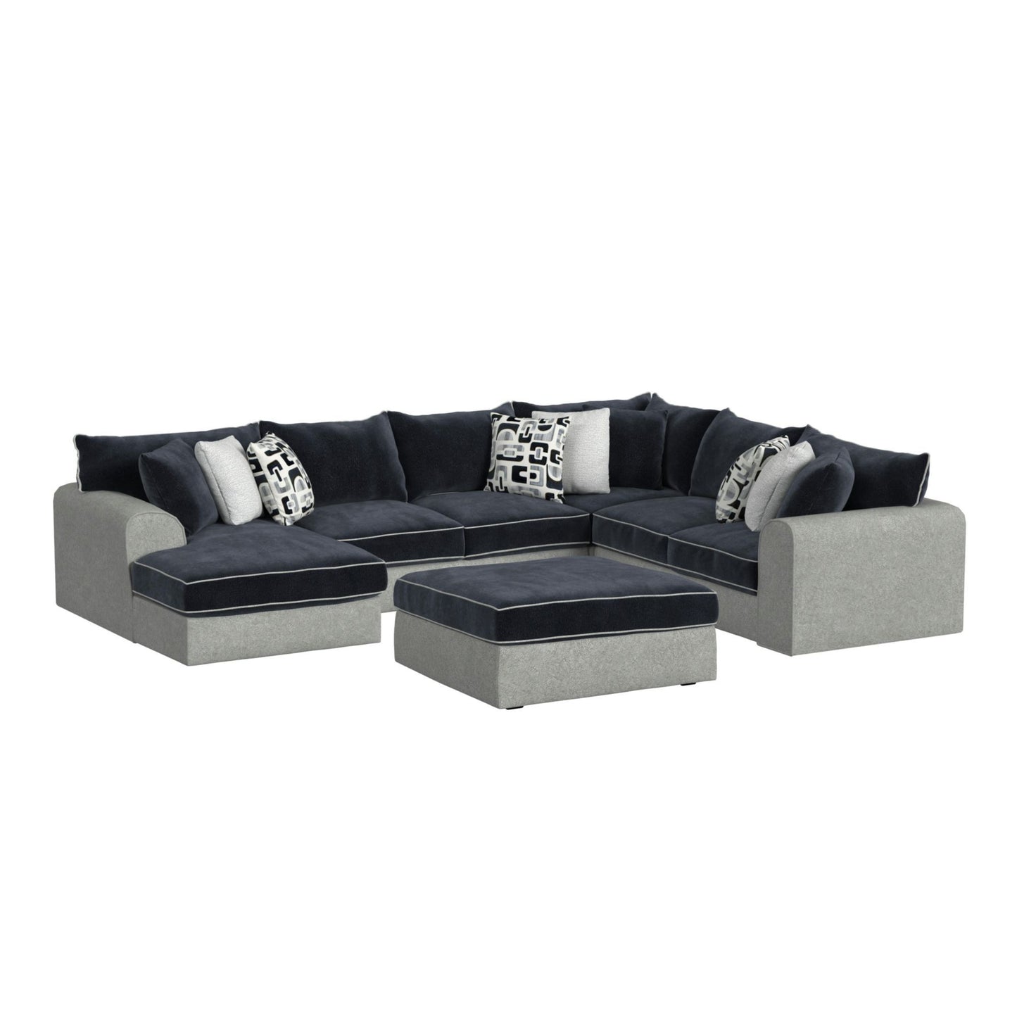 Klein - RHF Sofa With 3 Pillows - Bentley Ash / Zaftig Ebony