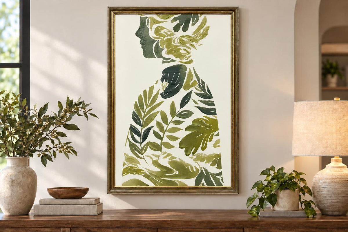 Sylvan Silhouette - 24 X 35 - Hand-Embellished Canvas In Frame - Green