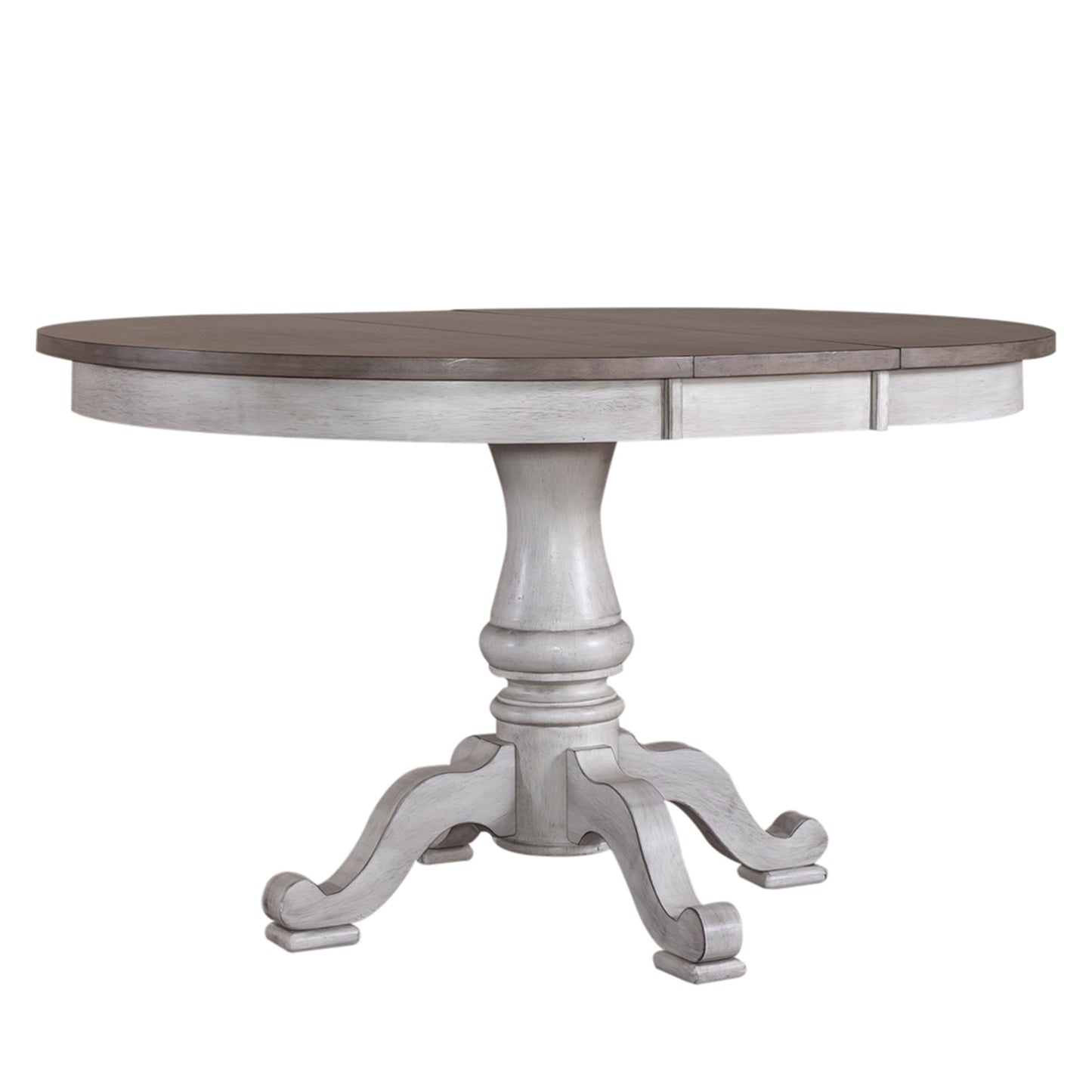 Ocean Isle - Single Pedestal Table Top - Antique White / Dark Brown