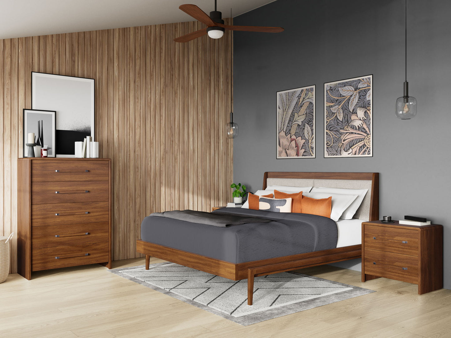 Elsie - Queen Platform Footboard And Rails - Dark Brown