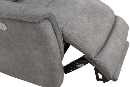 Linus - Zero Gravity Power Reclining Console Loveseat - Hudson Gray