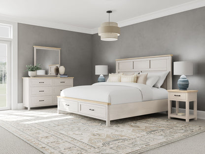Glenndale - One Drawer Nightstand - Aged White / Wheat
