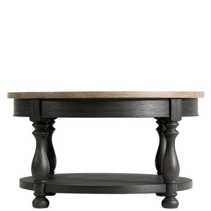 Barrington - 2 Tone Round Cocktail Table - Antique Oak / Matte Black