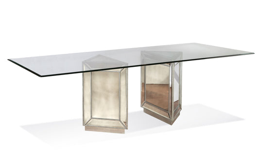 Murano - Double Pedestal Table - Pearl Silver