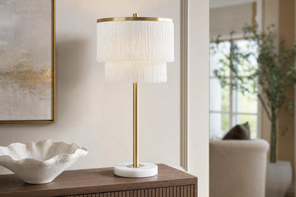 "Tassel Elegance II" Metal Table Lamp (Set of 2) - Soft Gold / White