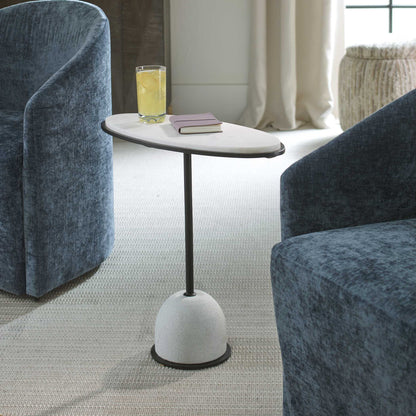 Morro - Marble Side Table - White / Black