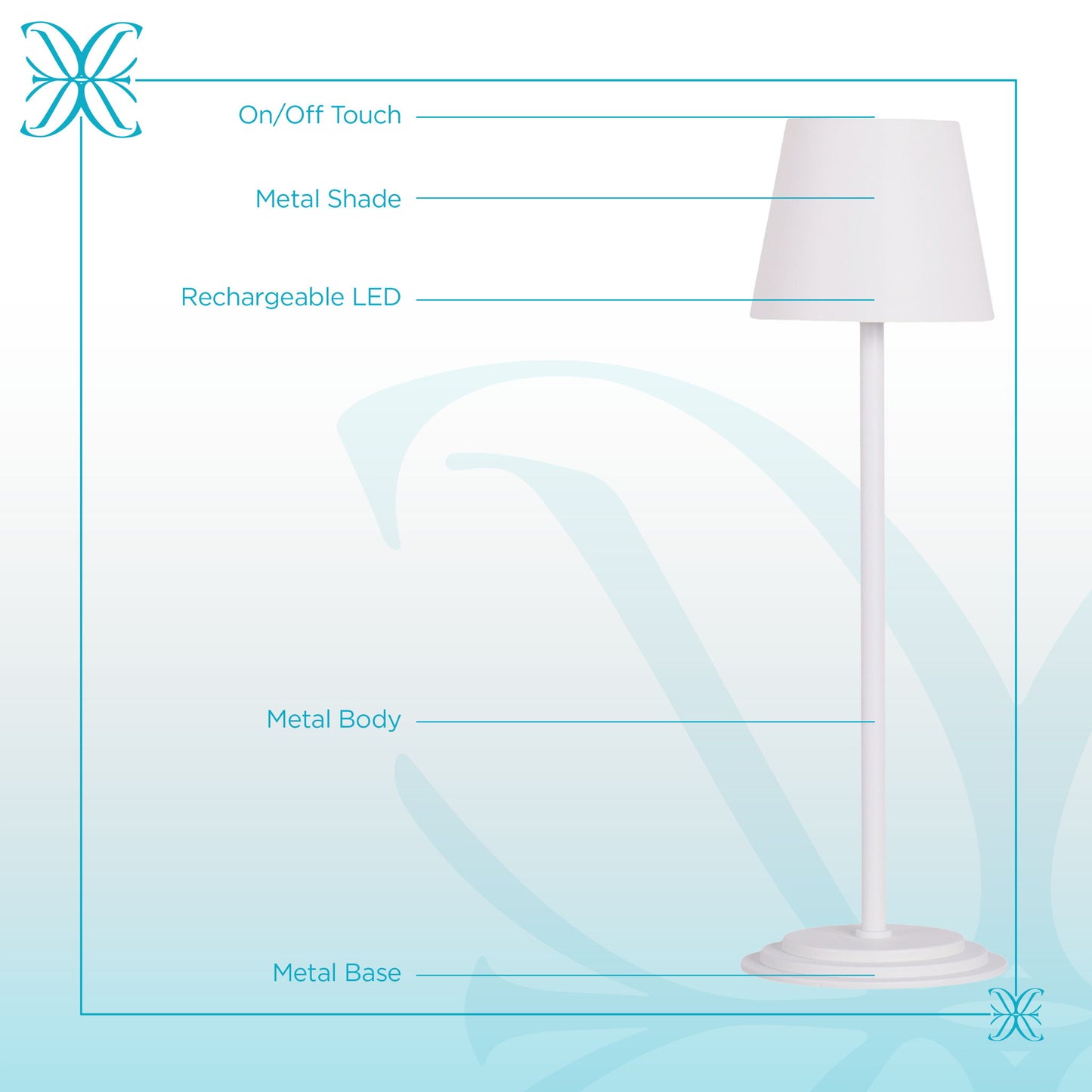 "Eclipse Aura II" Rechargeable LED Metal Accent Lamp (Set of 2) - White