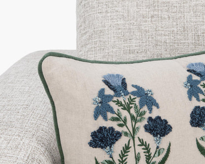 Belcourt - 14" x 26" Floral Pillow - Floral Natural / Blue