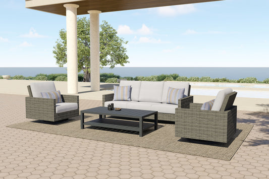 Bungalow - Patio Swivel Club Chair With Accent Pillow (Set of 2) - Gray