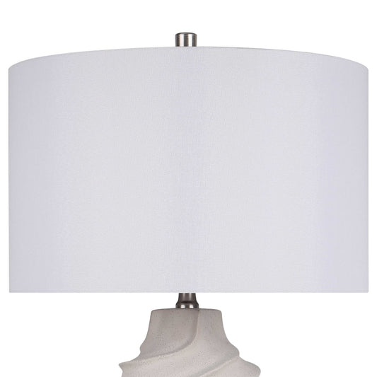"Serenity Waves" Ceramic Table Lamp - Off White