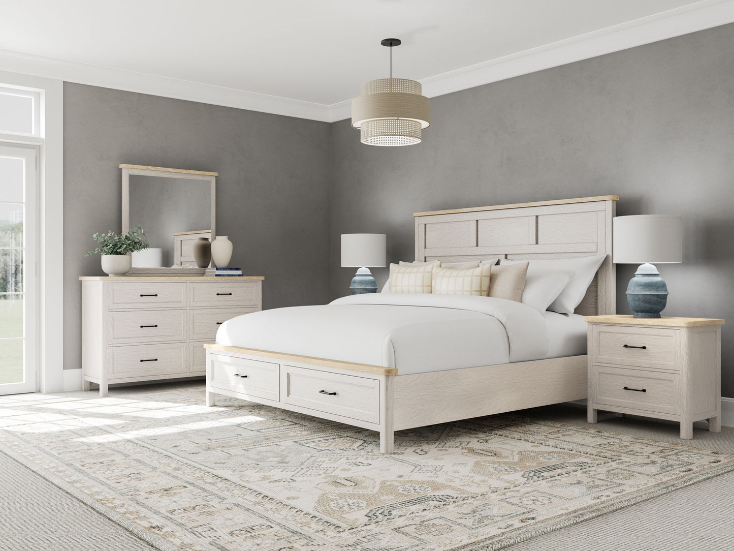 Glenndale - Six Drawer Dresser - Aged White / Wheat