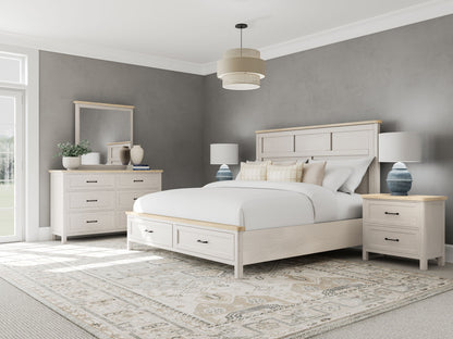 Glenndale - Queen Storage Footboard - Aged White / Wheat