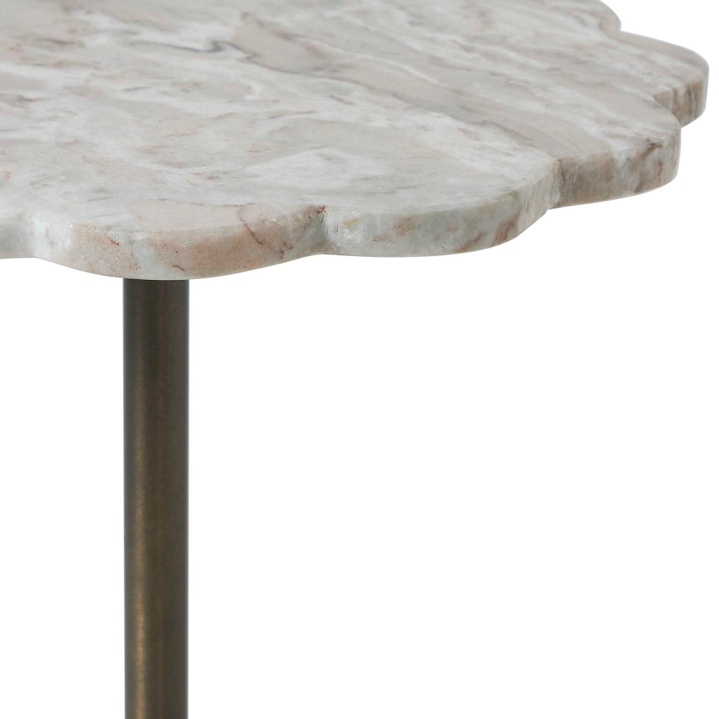 Lana - Scalloped Marble Drink Table - Bronze / White
