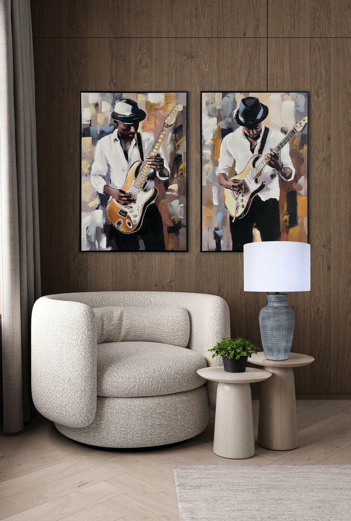 Midnight Riff II Hand-Embellished Canvas In Frame - White / Cream