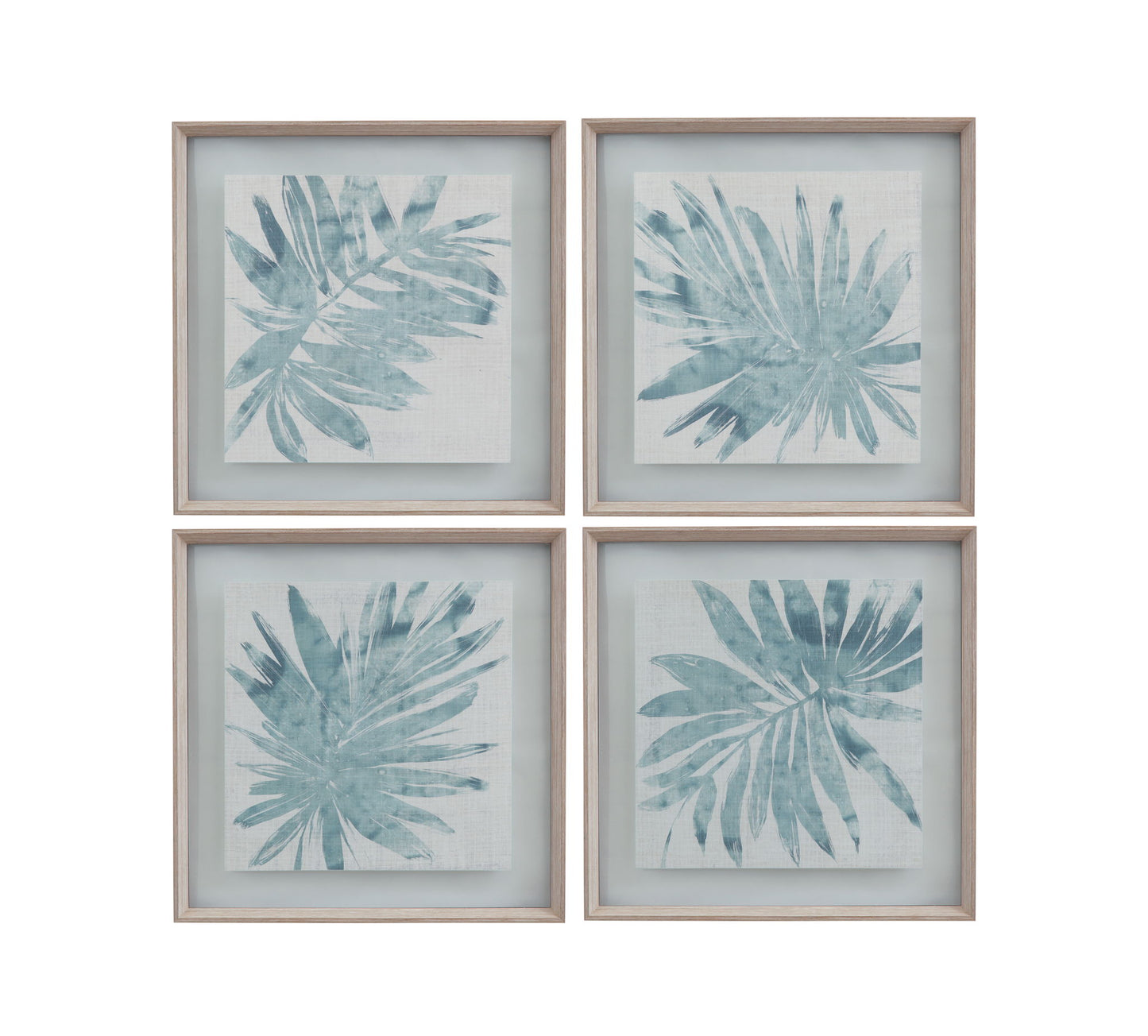 Burlap Ocean Palm IX Framed Print - Light Blue