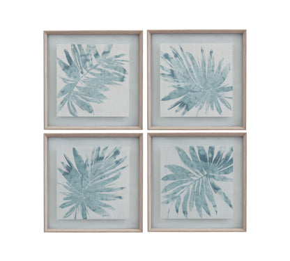 Burlap Ocean Palm IX Framed Print - Light Blue