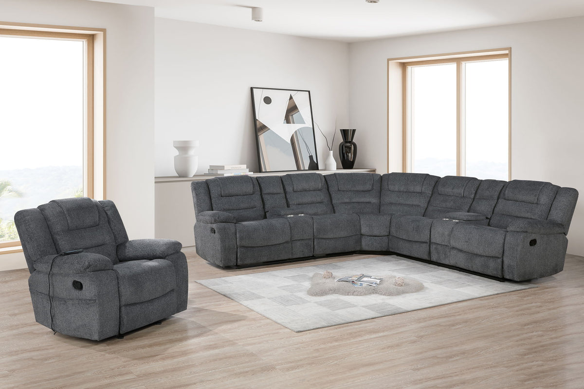 Redondo - RAF Console Loveseat With 1 Recliner - Dark Gray