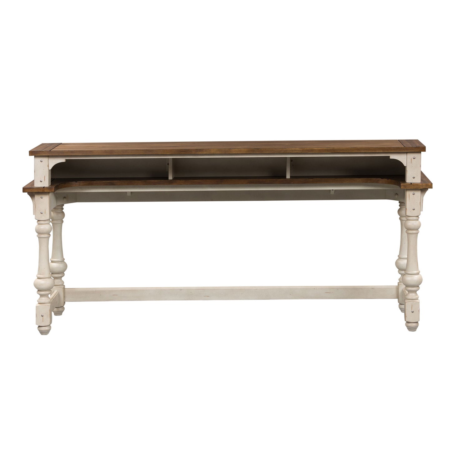 Morgan Creek - Console Bar Table - Antique White / Wirebrushed Tobacco Accents