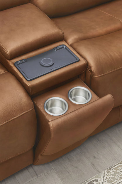 Belmont - Entertainment Tilt Console With Wireless Charger - Lyric Caramel