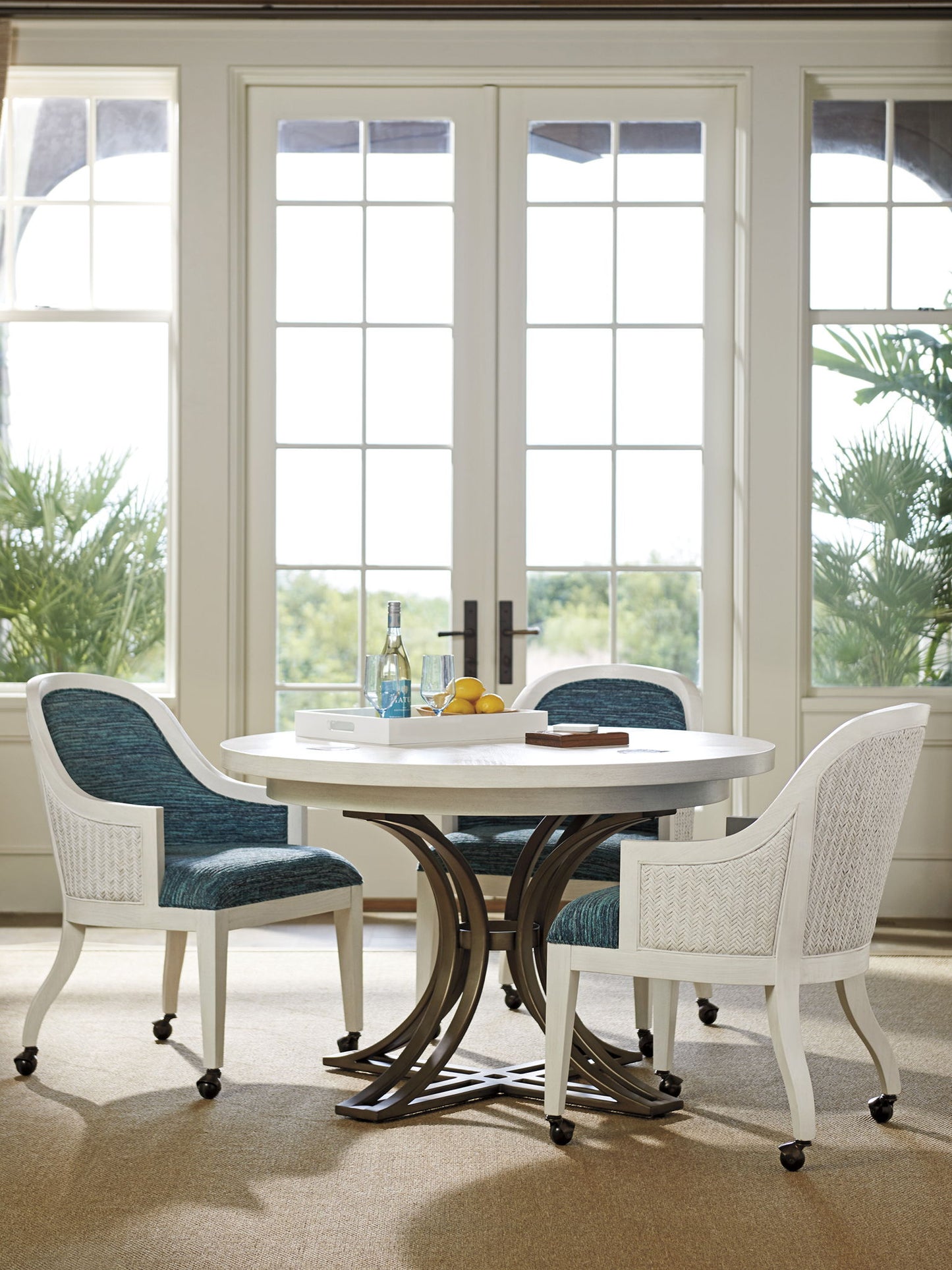 Ocean Breeze - Bayview Arm Chair With Casters - Blue