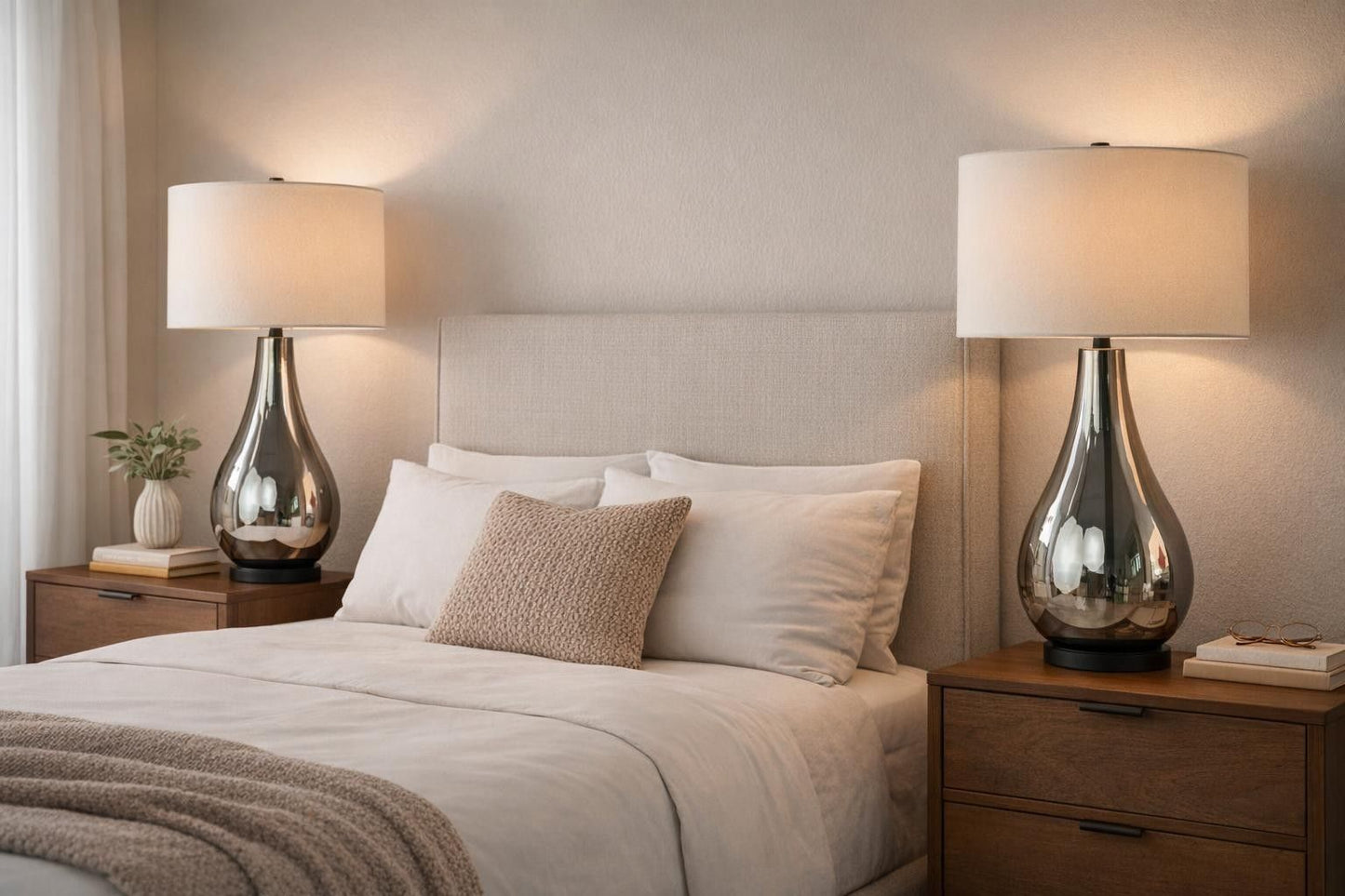 Smoke Pearl Essence Glass & Metal Table Lamp (Set of 2) - Smoke Pearl / Matte Black