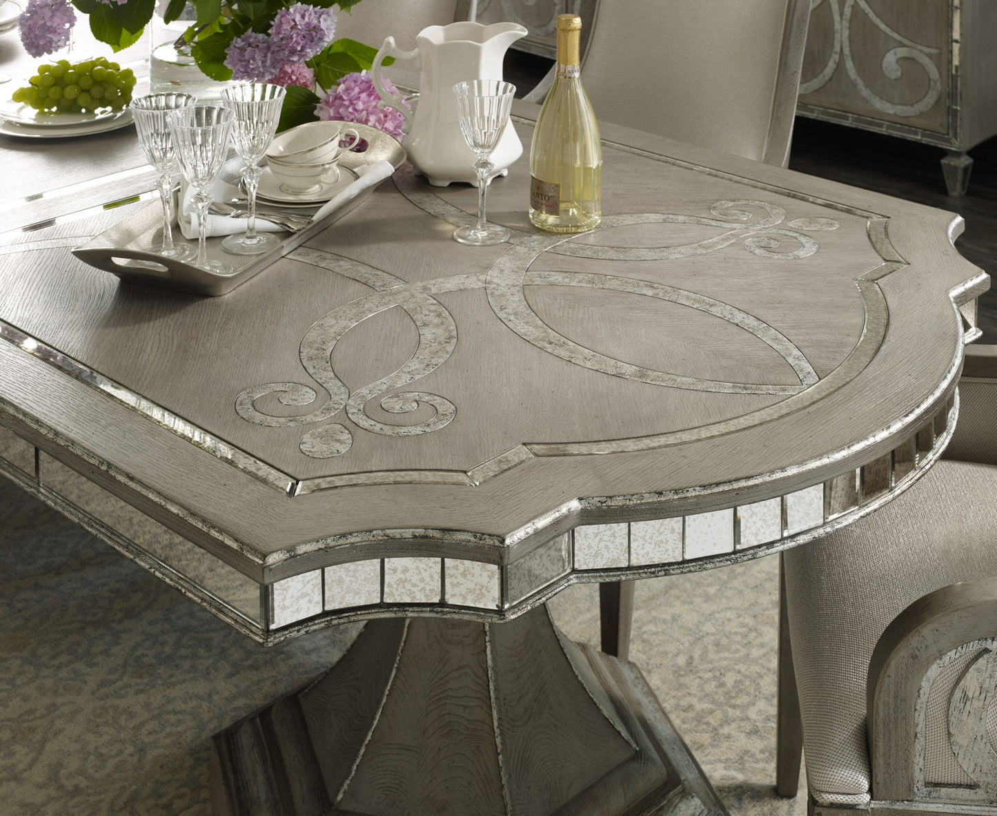 Sanctuary - Rectangle Dining Table With 2-20" Leaves - Pearl Silver