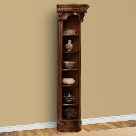 Huntington - Outside Corner Bookcase - Antique Vintage Pecan